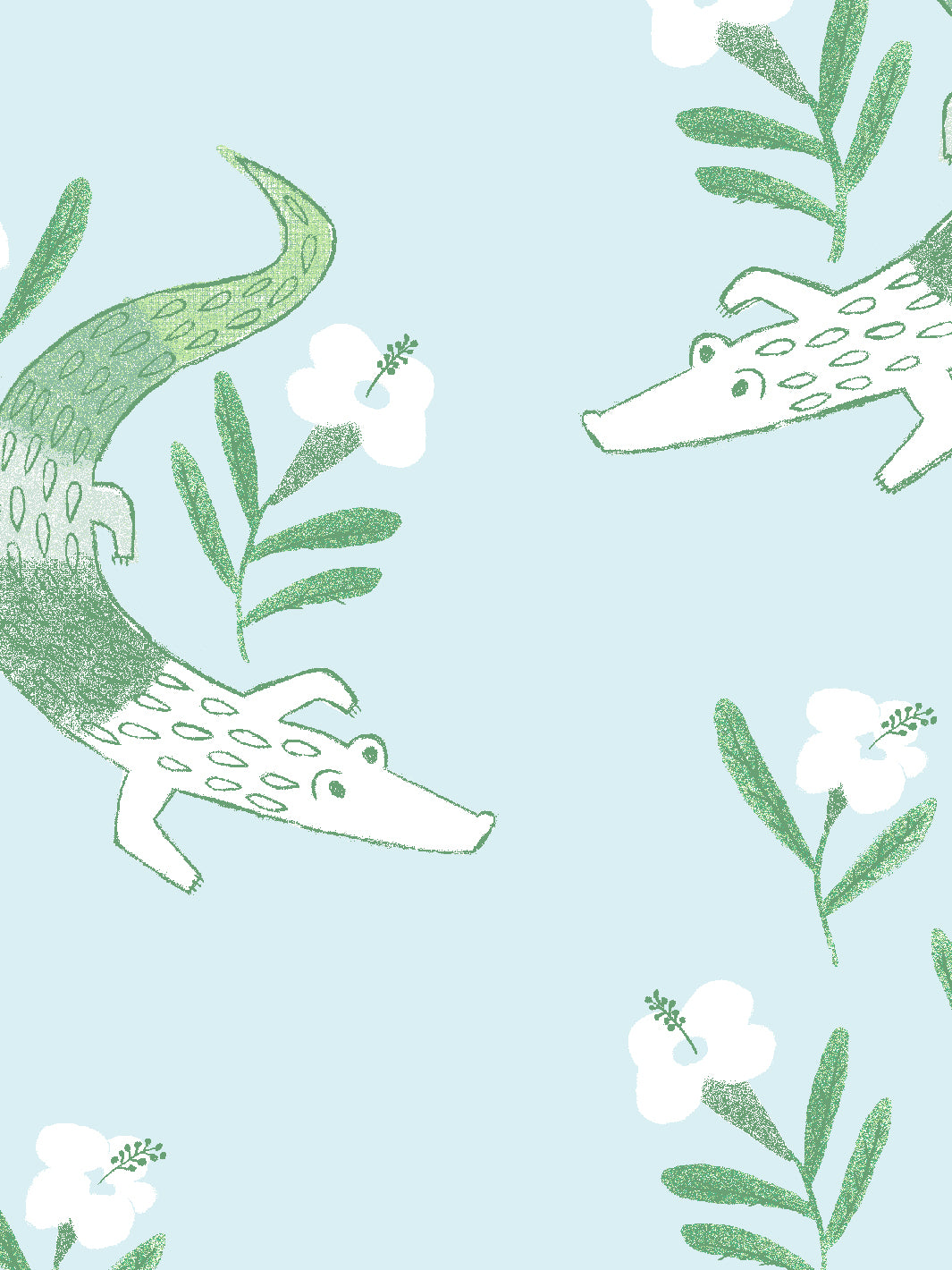 'Gator Garden' Wallpaper by Tea Collection - Pale Blue