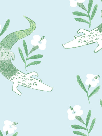 gator garden wallpaper by tea collection pale blue