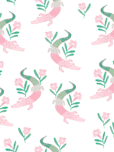 gator garden wallpaper by tea collection pink