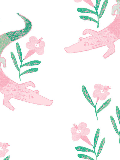 gator garden wallpaper by tea collection pink