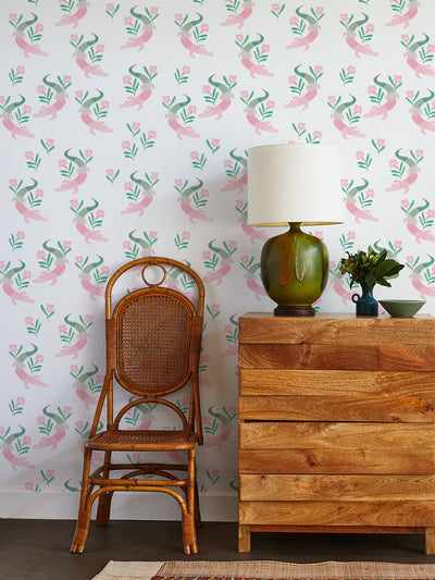 gator garden wallpaper by tea collection pink