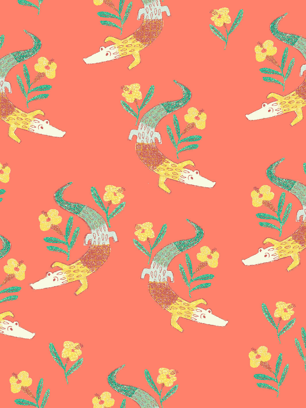 'Gator Garden' Wallpaper by Tea Collection - Watermelon