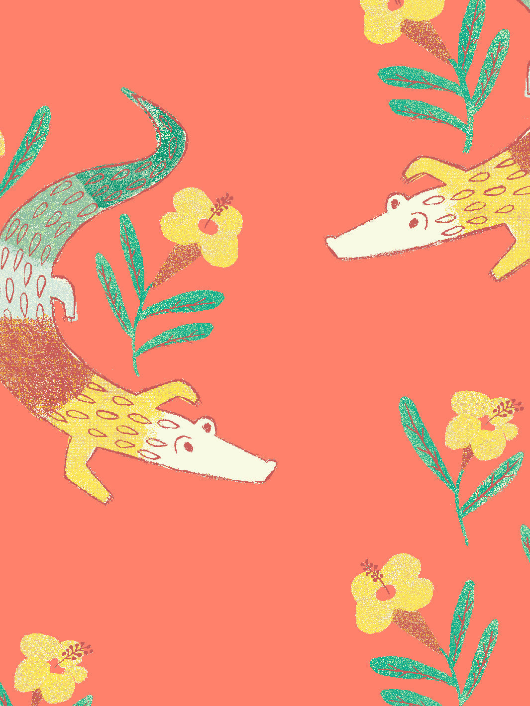 'Gator Garden' Wallpaper by Tea Collection - Watermelon