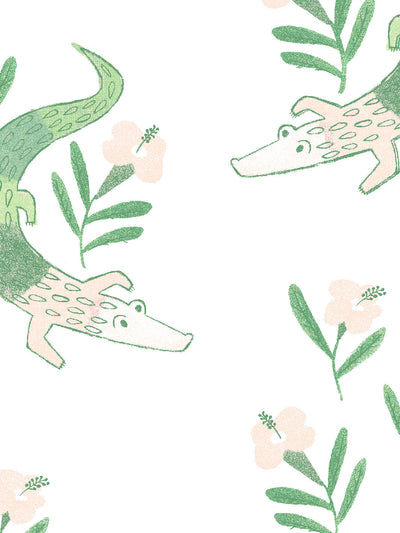 'Gator Garden' Wallpaper by Tea Collection - White