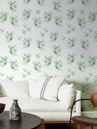 gator garden wallpaper by tea collection white