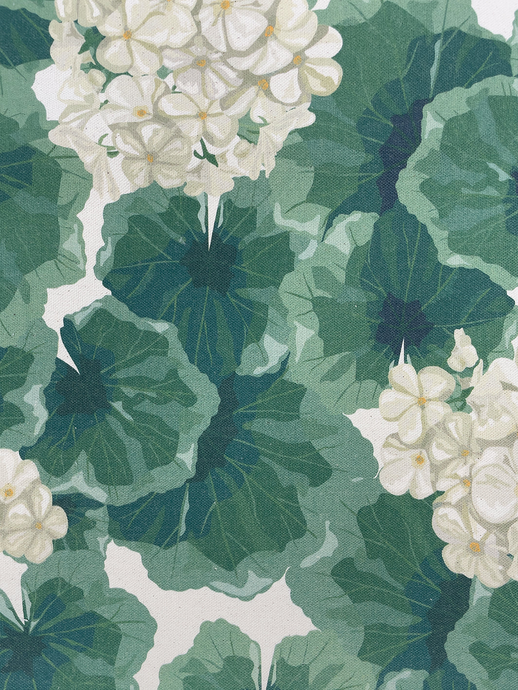fabric by the yard geranium natural on raw canvas