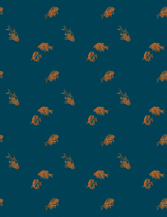 'Goldfish' Wallpaper by Nathan Turner - Indigo