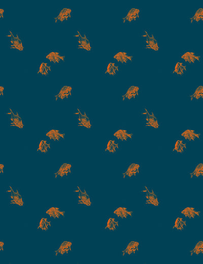 'Goldfish' Wallpaper by Nathan Turner - Indigo