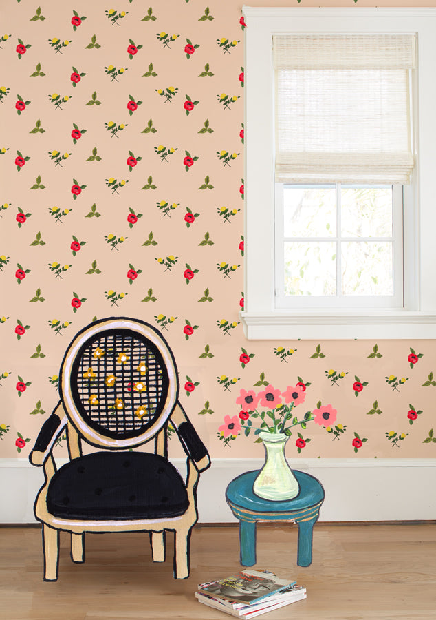 grand villa garden peach wallpaper by carly beck