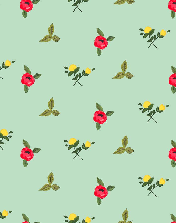 grand villa garden aventurine wallpaper by carly beck