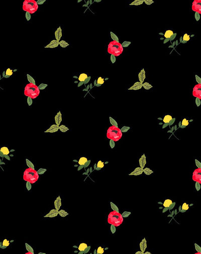 'Grand Villa Garden' Wallpaper by Carly Beck - Black