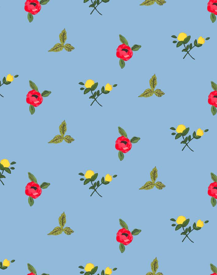 'Grand Villa Garden' Wallpaper by Carly Beck - Cornflower