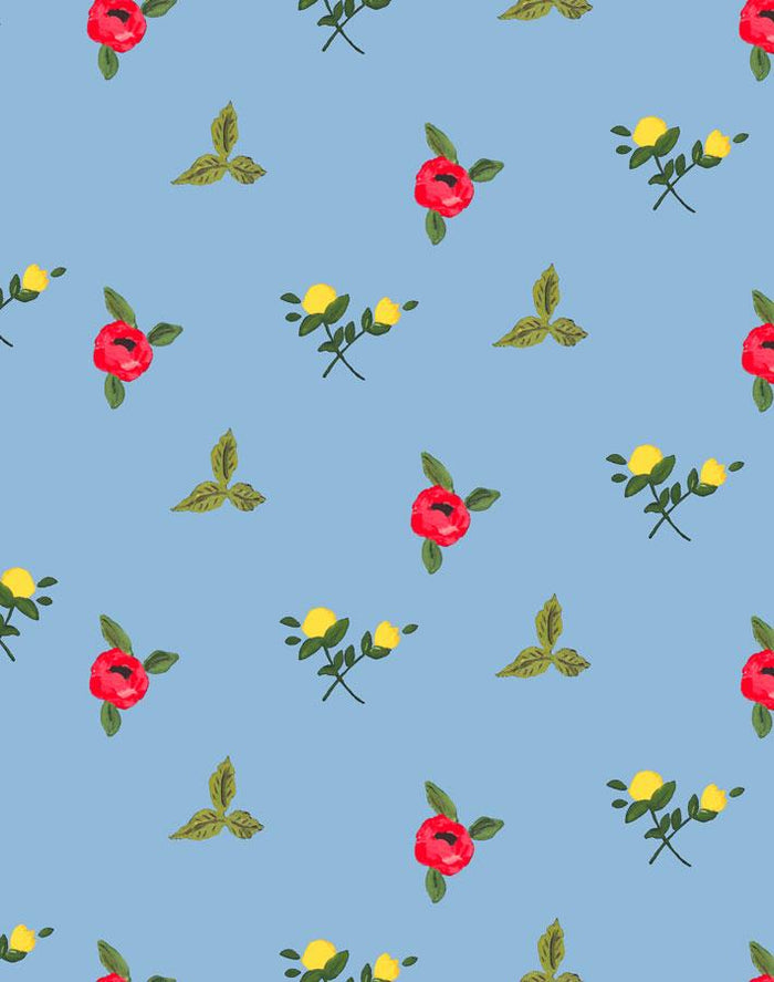 'Grand Villa Garden' Wallpaper by Carly Beck - Cornflower