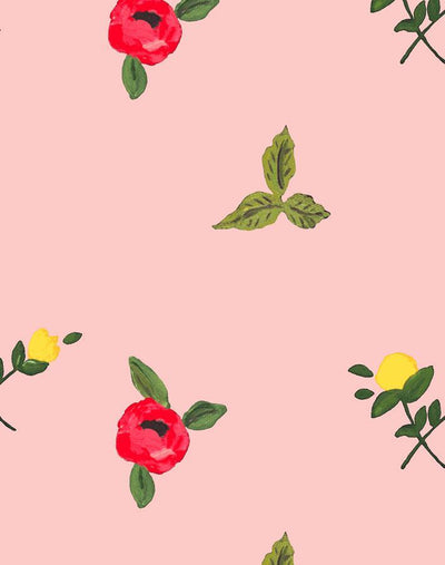 'Grand Villa Garden' Wallpaper by Carly Beck - Pink