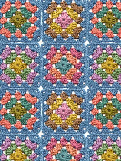 'Granny Squares' Wallpaper by Lingua Franca - Blue Multi