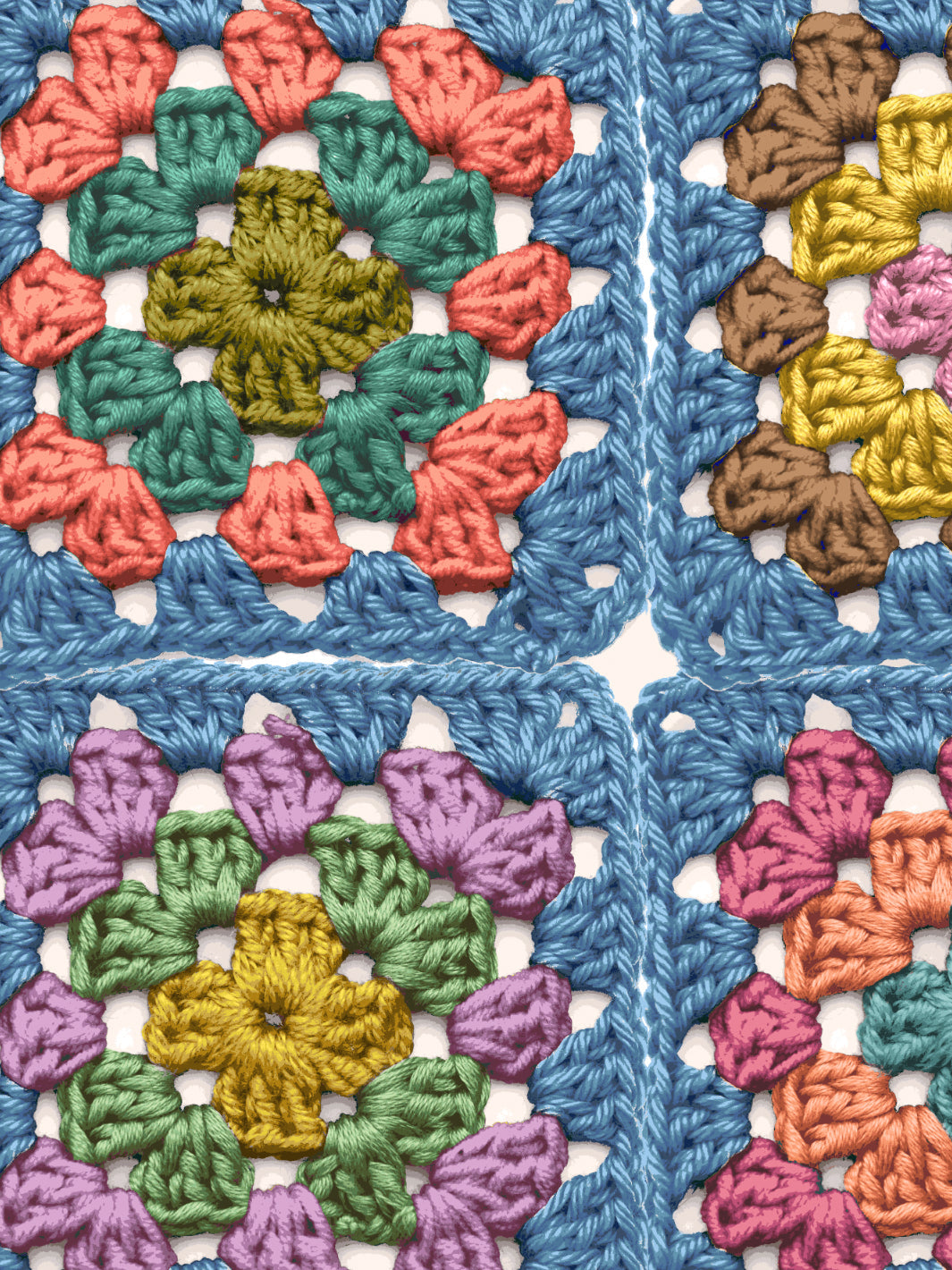 'Granny Squares' Wallpaper by Lingua Franca - Blue Multi