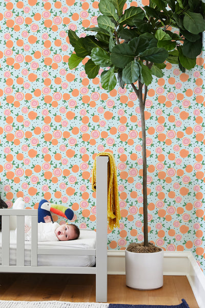 'Grapefruit' Wallpaper by Tea Collection - Pale Blue