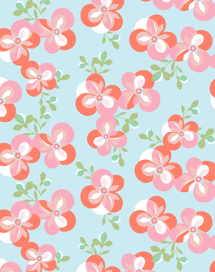 'Graphic Flower' Wallpaper by Tea Collection - Coral