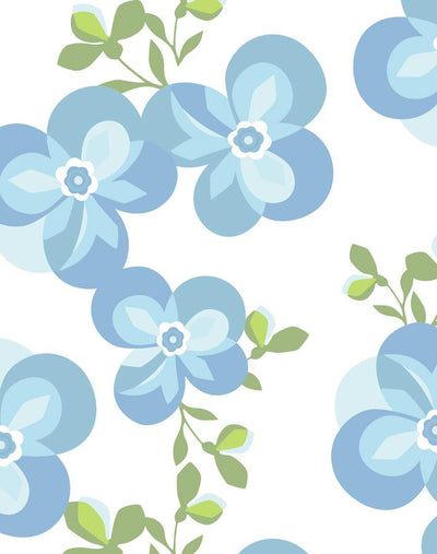 'Graphic Flower' Wallpaper by Tea Collection - Cornflower