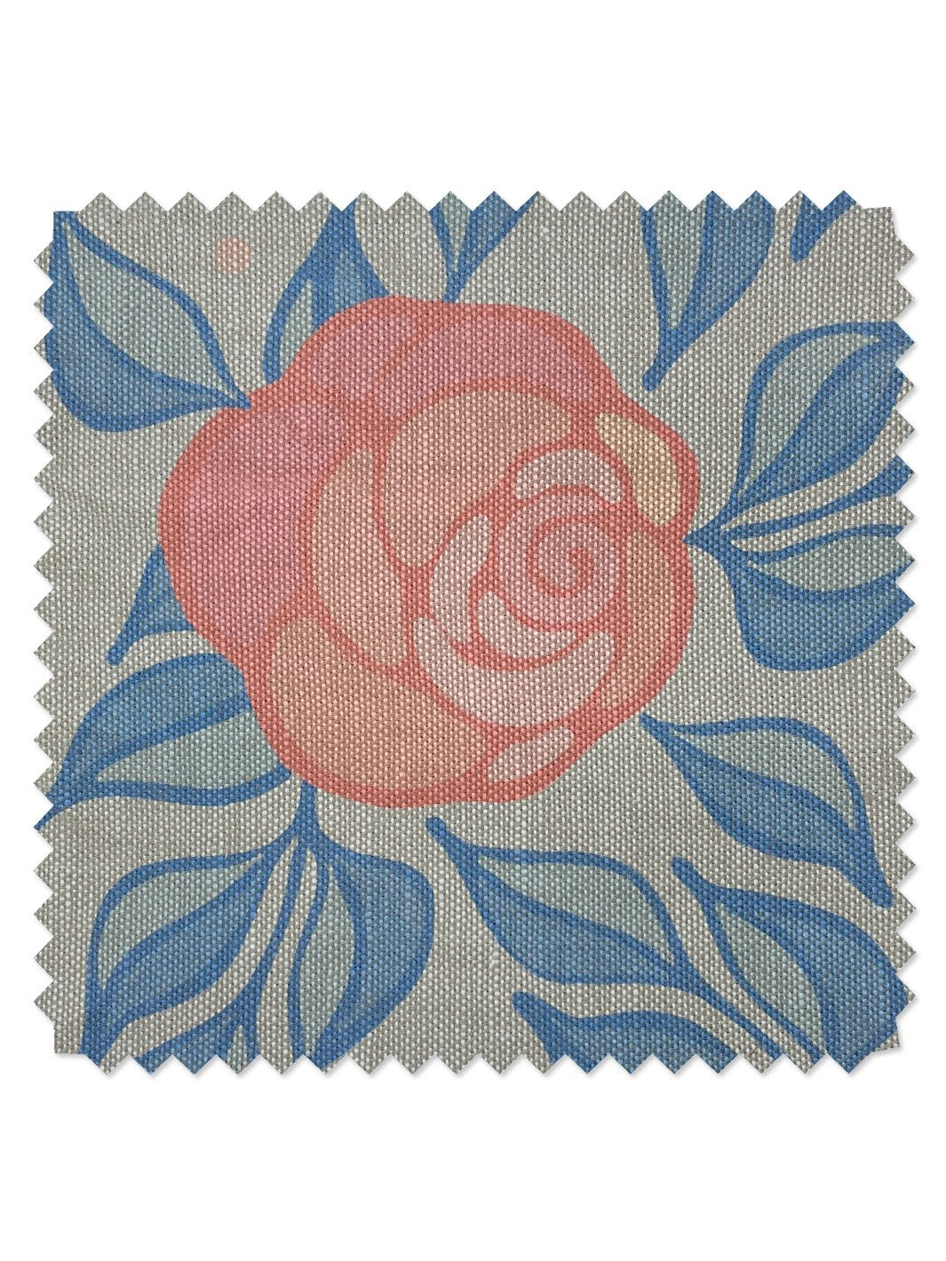 'Fabric by the Yard - Groovy Floral - Baby Blue on Flax Linen