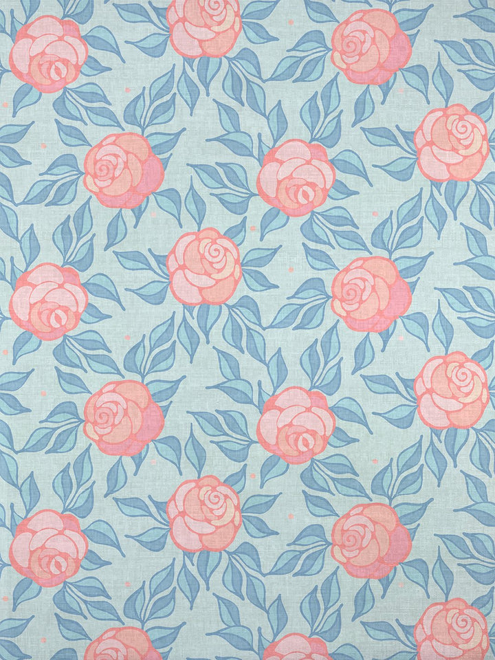 fabric by the yard groovy floral baby blue