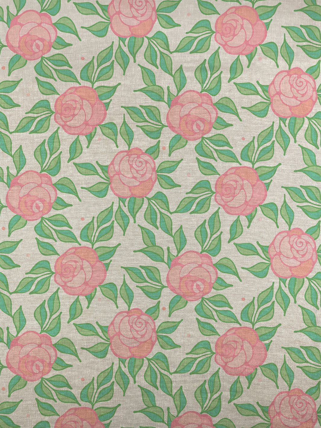 fabric by the yard groovy floral ballet slipper on flax linen