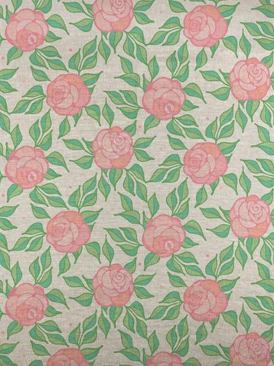 fabric by the yard groovy floral ballet slipper on flax linen