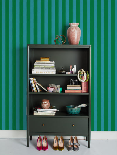 'Grosgrain Stripe' Wallpaper by Sarah Jessica Parker - Emerald Peacock