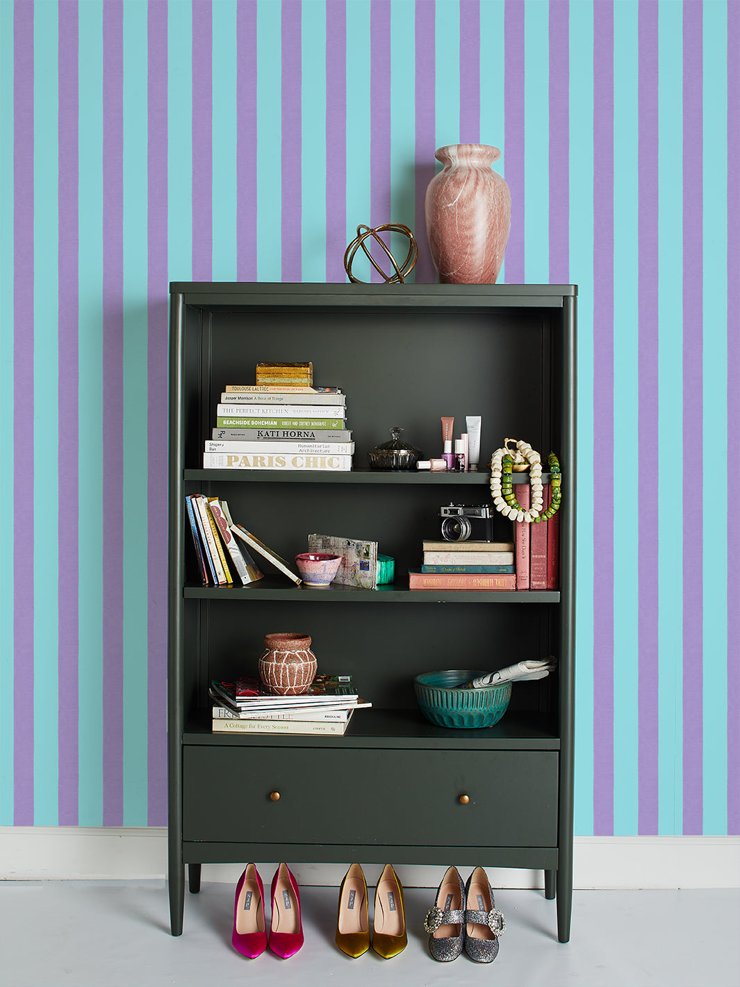 'Grosgrain Stripe' Wallpaper by Sarah Jessica Parker - Lavender Sky