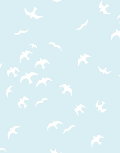 'Gulls' Wallpaper by Tea Collection - Pale Blue