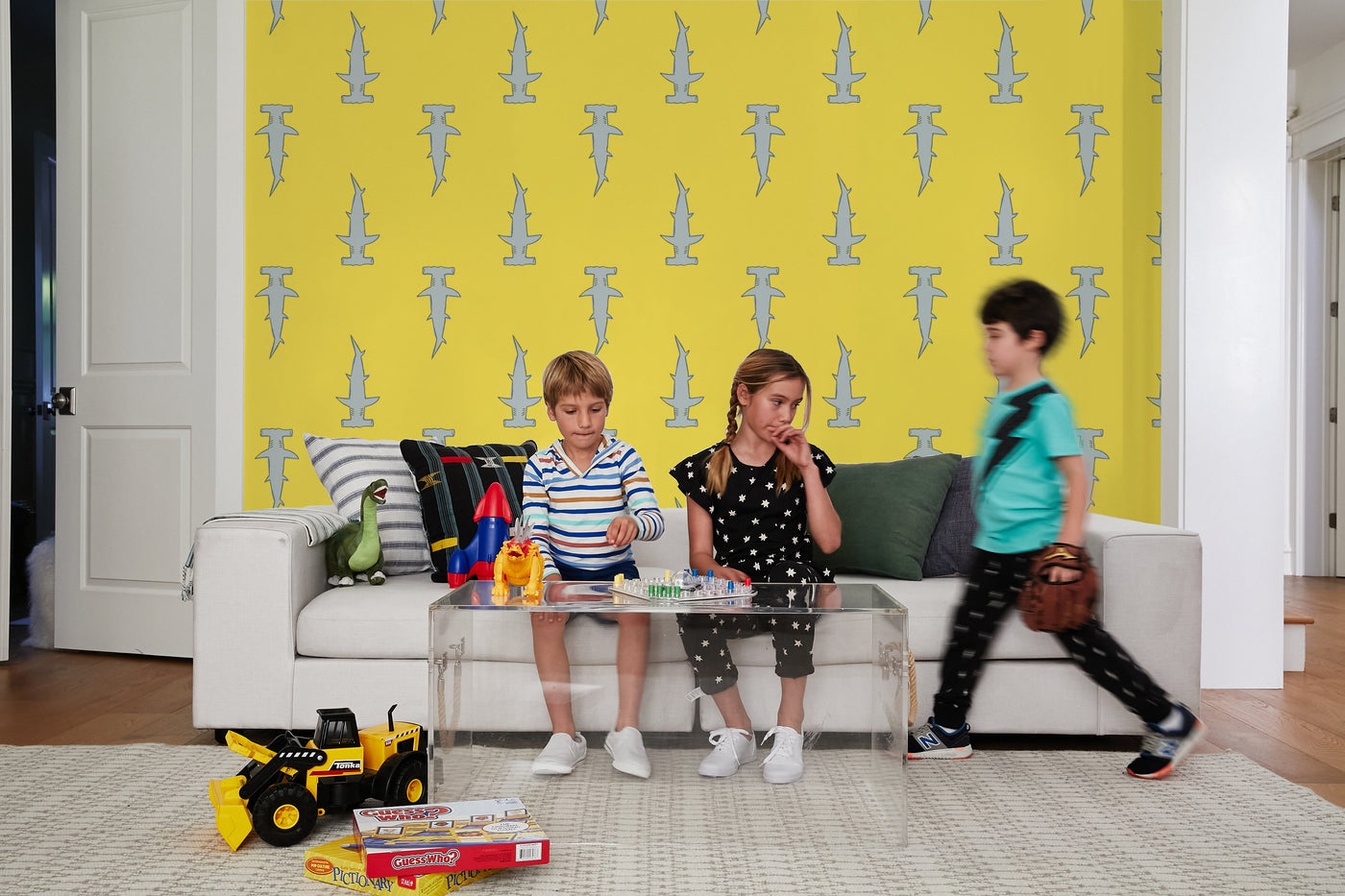 'Hammerheads' Wallpaper by Tea Collection - Yellow