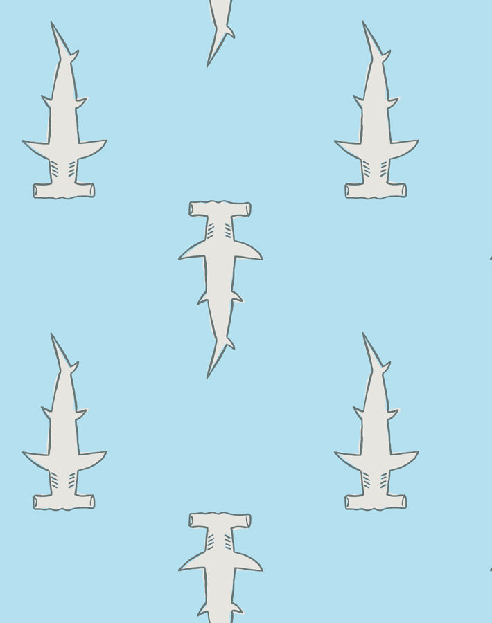 'Hammerheads' Wallpaper by Tea Collection - Baby Blue