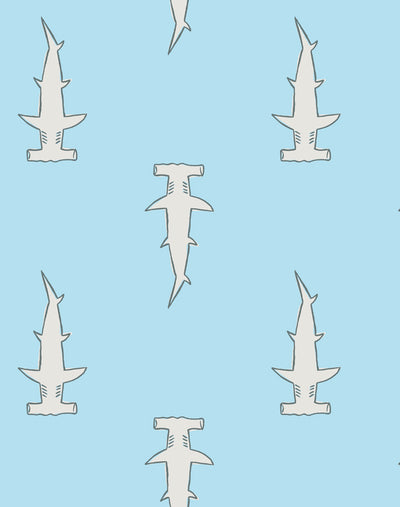 'Hammerheads' Wallpaper by Tea Collection - Baby Blue