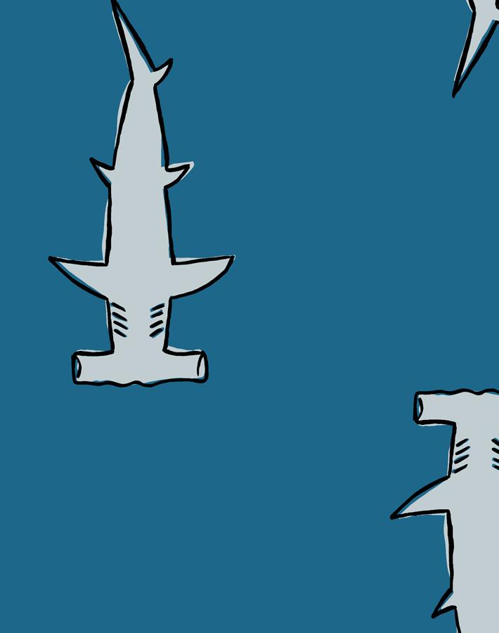 'Hammerheads' Wallpaper by Tea Collection - Cadet Blue