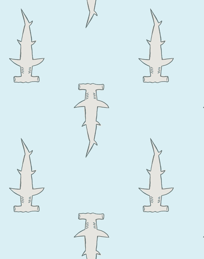'Hammerheads' Wallpaper by Tea Collection - Pale Blue