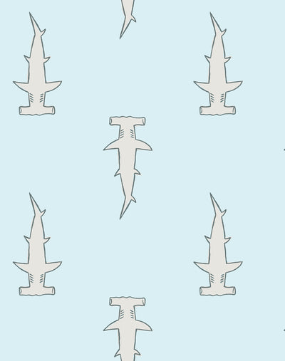 'Hammerheads' Wallpaper by Tea Collection - Pale Blue