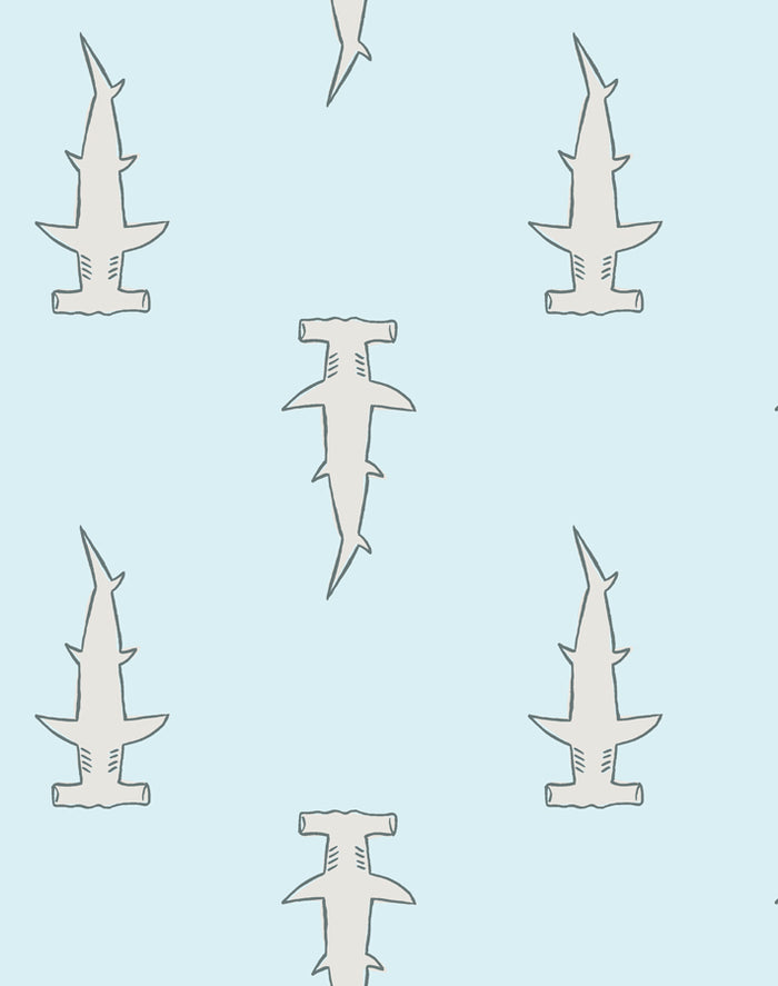 'Hammerheads' Wallpaper by Tea Collection - Pale Blue
