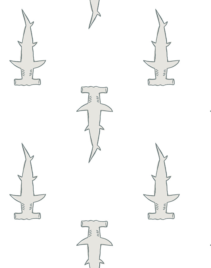 'Hammerheads' Wallpaper by Tea Collection - White