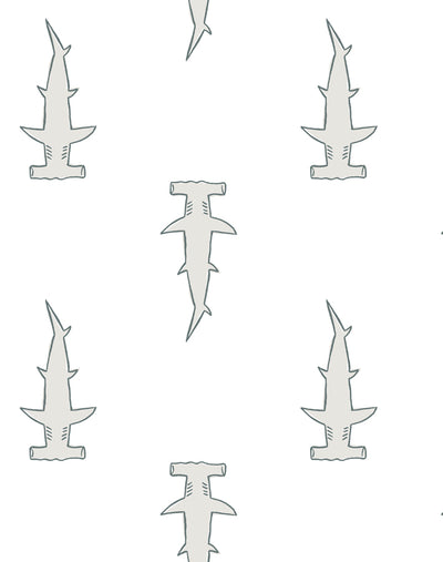'Hammerheads' Wallpaper by Tea Collection - White