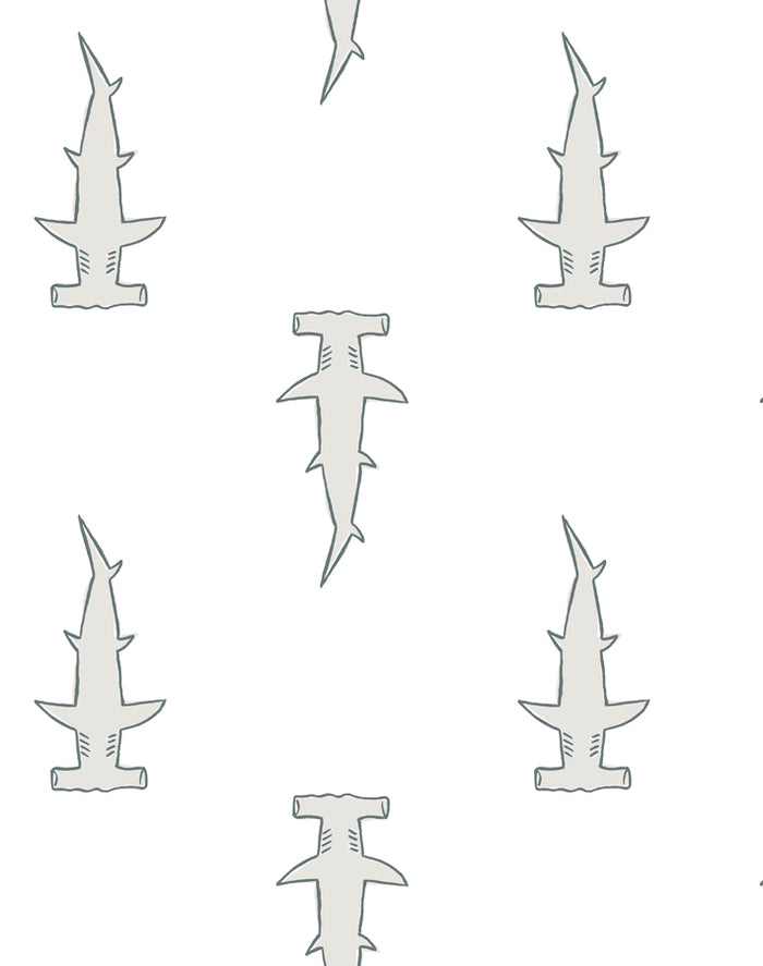'Hammerheads' Wallpaper by Tea Collection - White