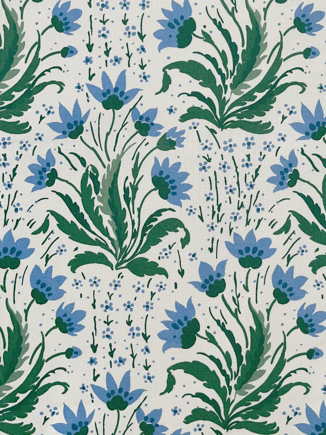 'Hillhouse Floral Multi' Linen Fabric by Nathan Turner - Blue Green