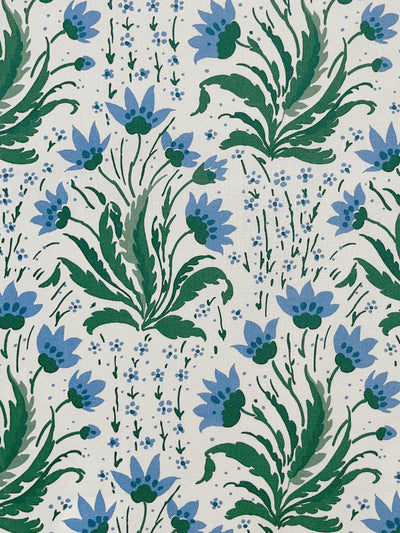 'Hillhouse Floral Multi' Linen Fabric by Nathan Turner - Blue Green