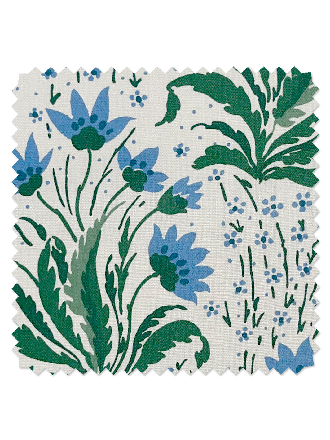 'Hillhouse Floral Multi' Linen Fabric by Nathan Turner - Blue Green