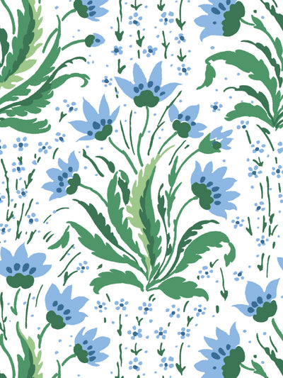 'Hillhouse Floral Multi' Wallpaper by Nathan Turner - Blue Green