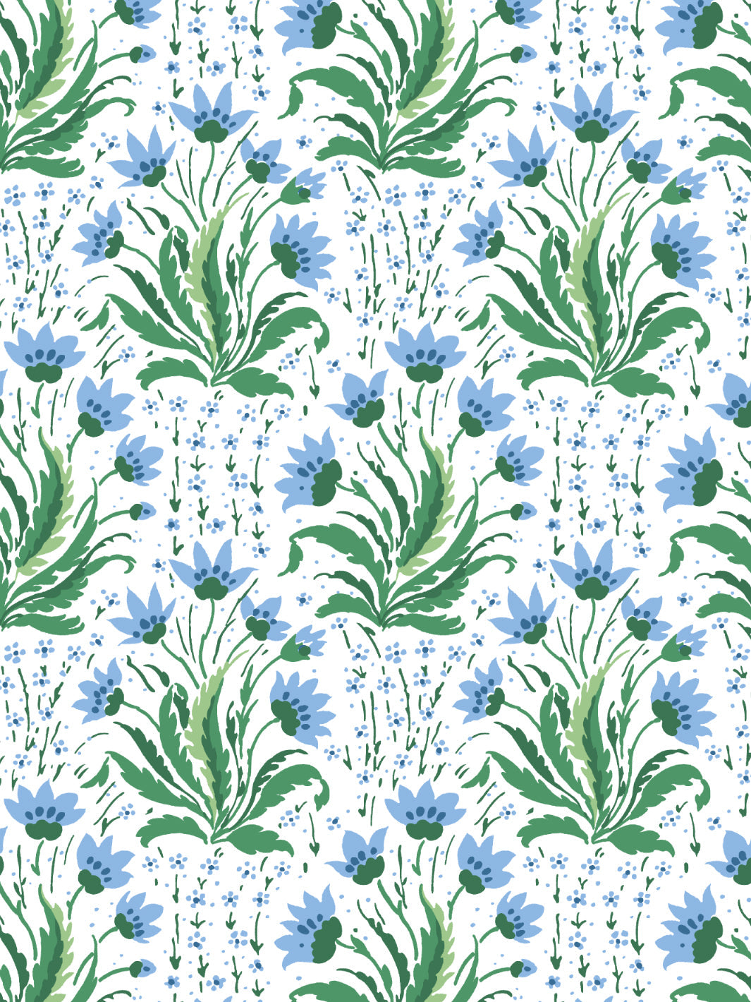 'Hillhouse Floral Multi' Wallpaper by Nathan Turner - Blue Green