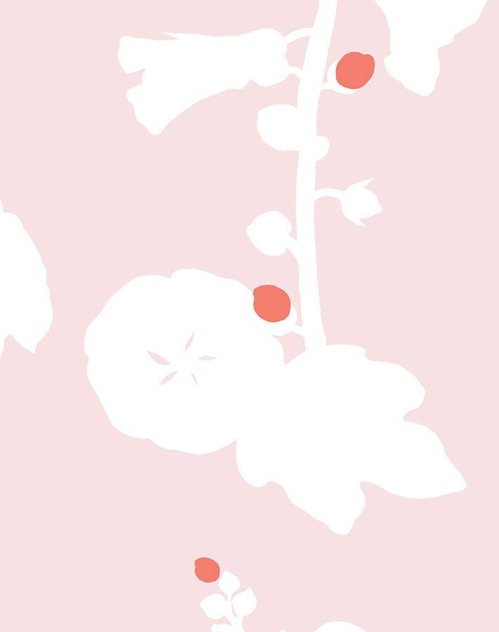 'Hollyhock' Wallpaper by Clare V. - Pink