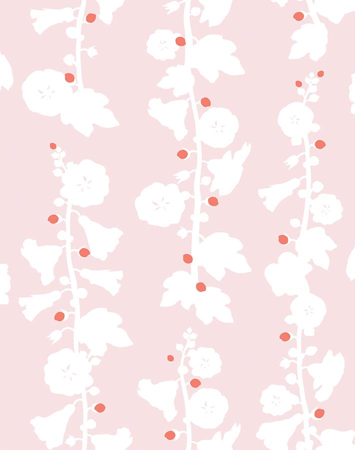 'Hollyhock' Wallpaper by Clare V. - Pink