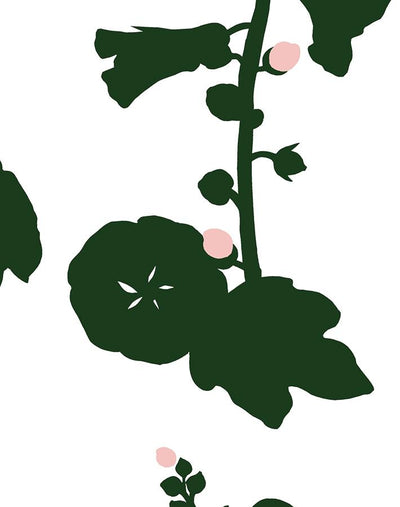 'Hollyhock' Wallpaper by Clare V. - Green