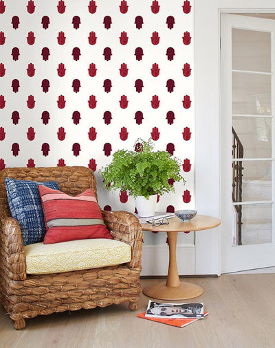 'Home Om' Wallpaper by Wallshoppe - Garnet