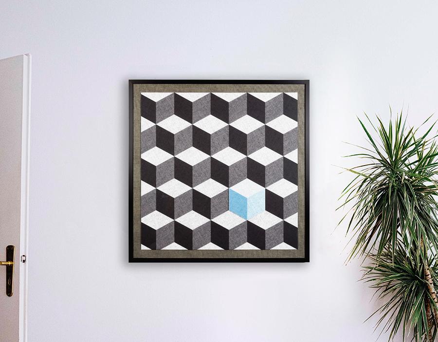 Artshoppe Iced Cubist Blue Framed Wall Art | Art by Wallshoppe